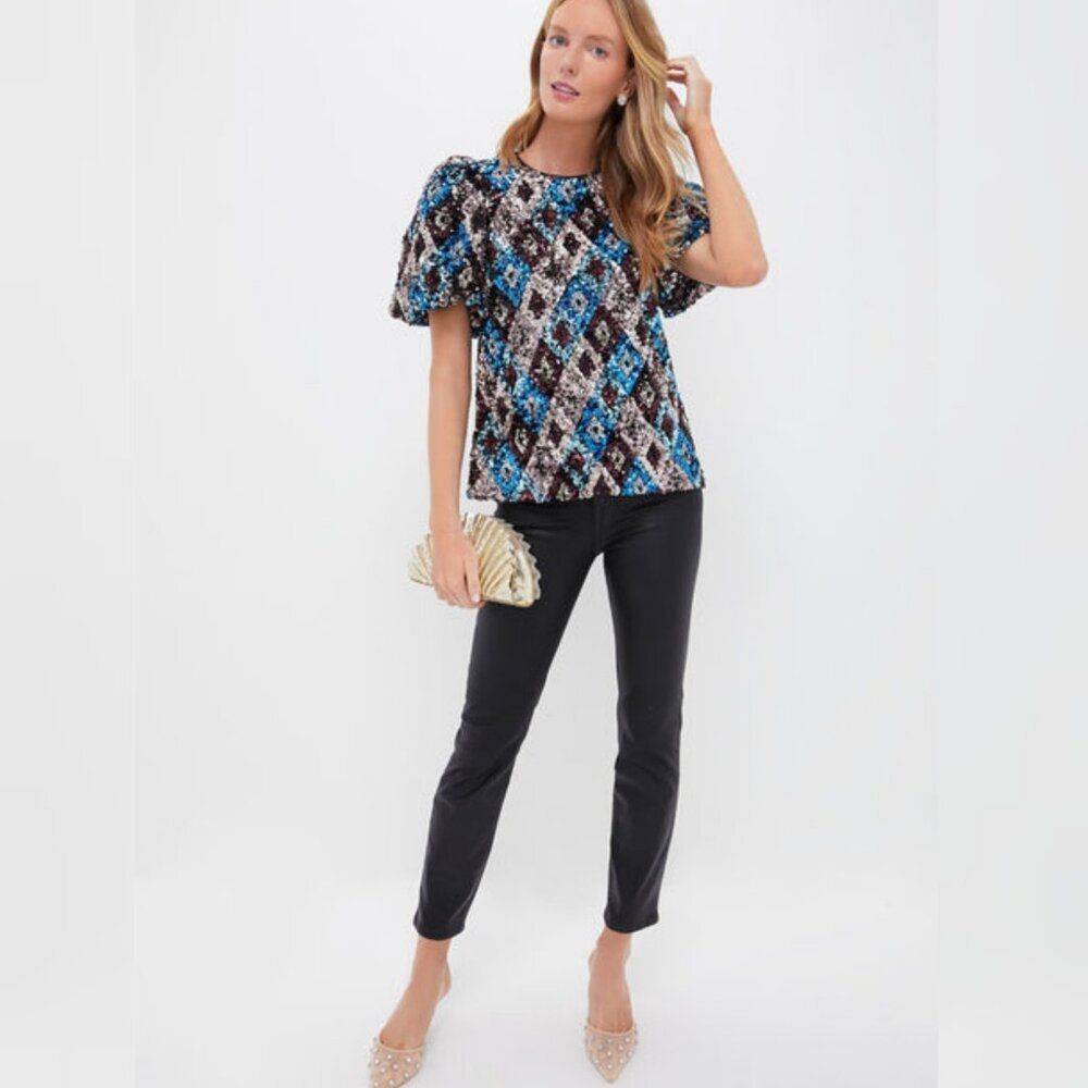 Nwt - Tuckernuck - XS - Pomander Place Multi Sequin Jada Blouse Blue